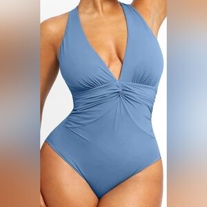 Shapellx Smart Sculpt Ruched Twist-Front Shaping Swimsuit